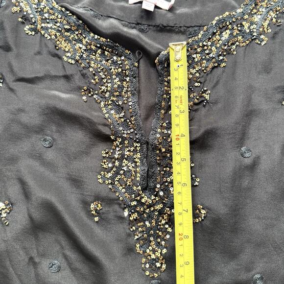 Calypso St. Barth Women’s Arji Sequin & Embro Silk Mini Dress 3/4 Bell Slv - Picture 12 of 16